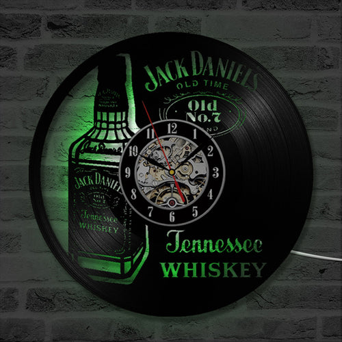 A Bottle of Whiskey Beer Wall Clock with LED