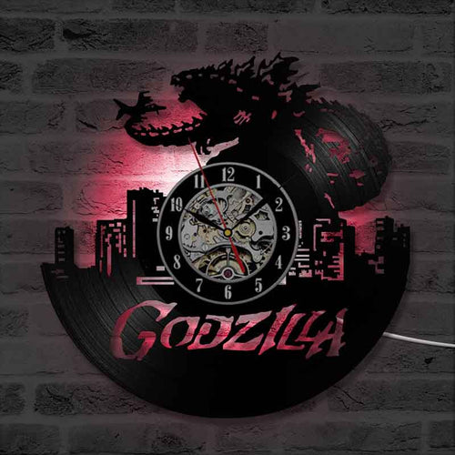 Godzilla Dinosaur Wall Clock Modern Design with LED